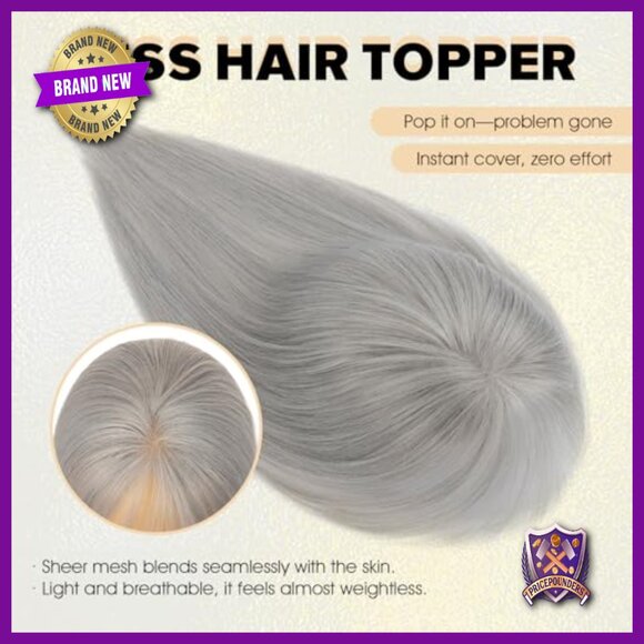 Handmade Lace Base Hair Topper for Thinning Hair, 14 Inch, 3 Clips